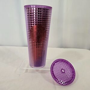 Starbucks Tumbler 24oz Cold Pink Purple Textured Grid Pattern Venti New